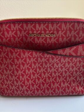 Michael Kors RED MK Logo Zip Cosmetic Case
